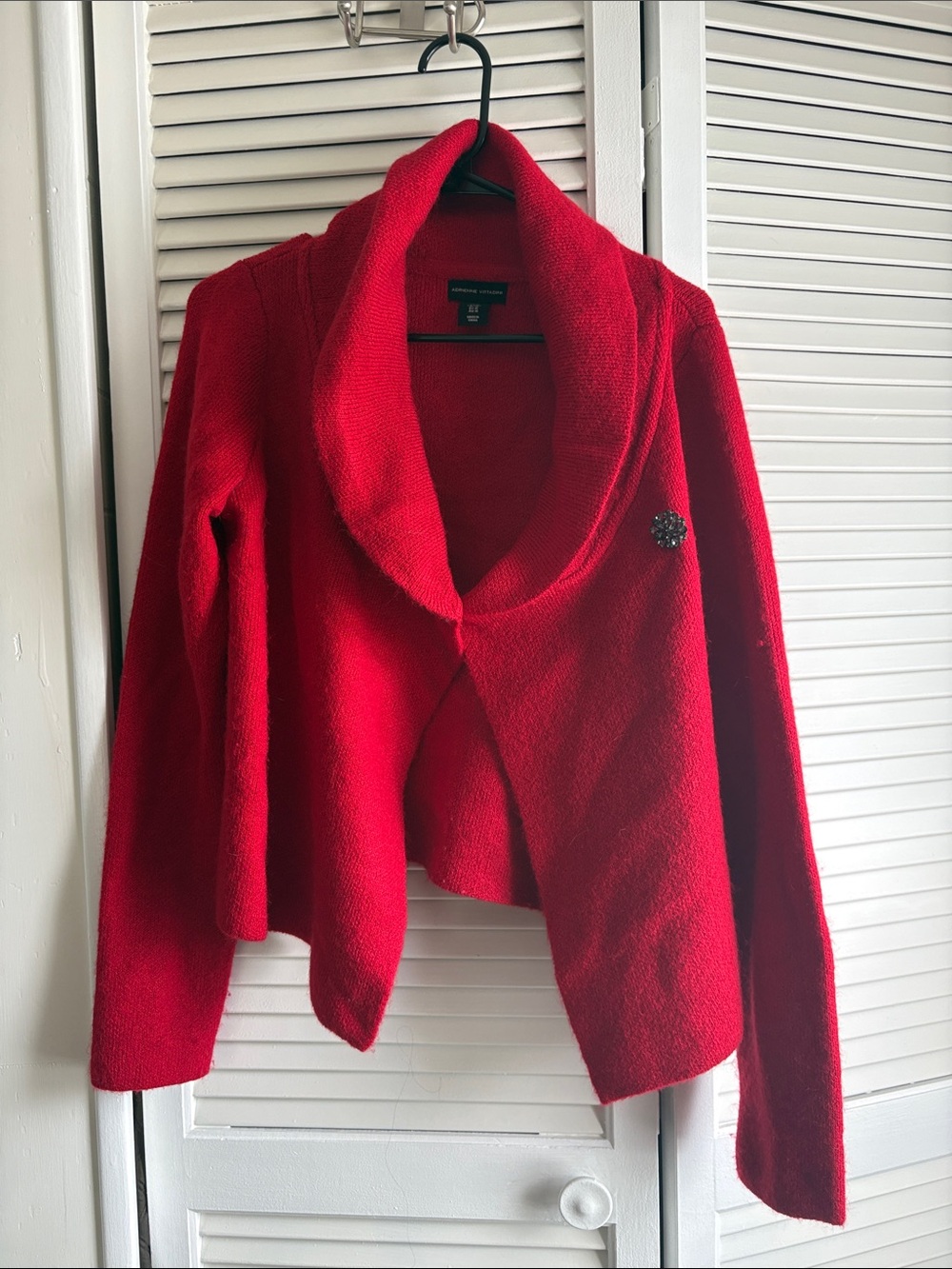 Adrienne Vittadini Red Knit Cardigan with Label